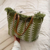 Lydia Boho Fringed Large Woven Tote Bag