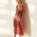 Lynn Floral Kimono Satin Robe Dress watereverysunday