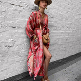 Lynn Floral Kimono Satin Robe Dress watereverysunday