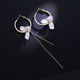 Madilyn Asymmetric chain link flower Hoop Earrings watereverysunday