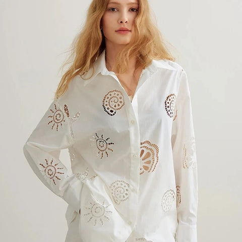 Maja Eyelet Embroidered Cotton Shirt