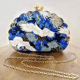 Maji Embroidered Crane Evening Clutch