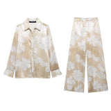 Malena Floral Satin Shirts & Pants