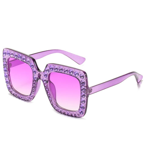 Maran Nerd Chic Oversized Rhinestone Square Sunglasses - 10 Colors watereverysunday
