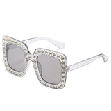 Maran Nerd Chic Oversized Rhinestone Square Sunglasses - 10 Colors watereverysunday