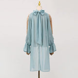 Margarida Boho Ruffle Halter Cape Blouse