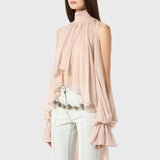 Margarida Boho Ruffle Halter Cape Blouse