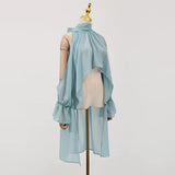 Margarida Boho Ruffle Halter Cape Blouse