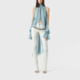 Margarida Boho Ruffle Halter Cape Blouse