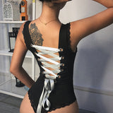 Mariella Back Ribbon Lace Up Bodysuit watereverysunday