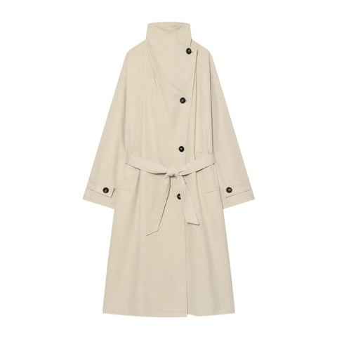 Marienne Funnel Neck Belted Trench Coat