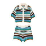 Marisol Striped Knit Shirt and Shorts Set