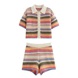 Marisol Striped Knit Shirt and Shorts Set