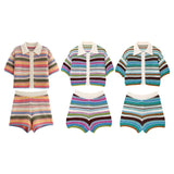 Marisol Striped Knit Shirt and Shorts Set