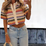 Marisol Striped Knit Shirt and Shorts Set