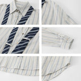 Marithe Striped Shirts with Necktie - 2 Colors watereverysunday