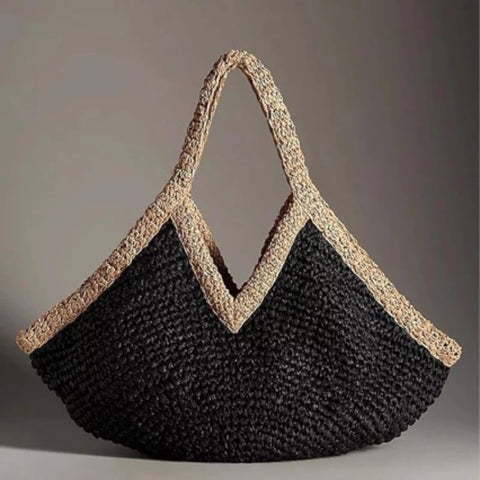 Marla Two-Tone Straw Tote Bag