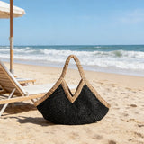 Marla Two-Tone Straw Tote Bag