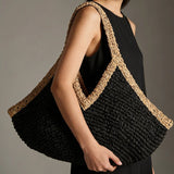 Marla Two-Tone Straw Tote Bag