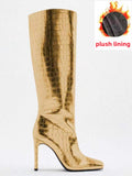 Marlene Croco Metallic Knee High Boots - 3 Colors watereverysunday