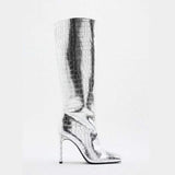 Marlene Croco Metallic Knee High Boots - 3 Colors watereverysunday