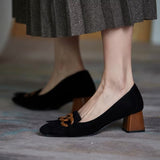 Masie Vintage Fringed Buckle Pumps