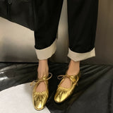 Mathess Metallic Faux Leather Ballet Flats - Gold or Silver watereverysunday
