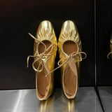 Mathess Metallic Faux Leather Ballet Flats - Gold or Silver watereverysunday