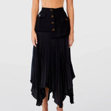Mathilde Patchwork Pleated Maxi Skirts - 2 Colors watereverysunday