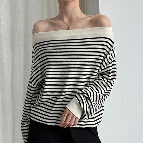 Matilde Stripe Off Shoulder Knit Top