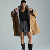 Mckay Patchwork Detachable Hooded Midi Trench Coat