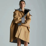 Mckay Patchwork Detachable Hooded Midi Trench Coat