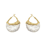 Meera Sculpted Pearl Drop Hoop Earrings