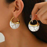Meera Sculpted Pearl Drop Hoop Earrings