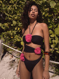 Meerah Flower Corsage Bandeau Retro Swimsuits - 3 Colors watereverysunday