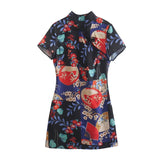 Mei Vintage Chinese Cheongsam Mini Dress