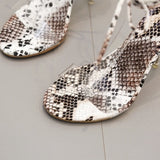 Melandra Snake Pattern Lace-Up Sandals watereverysunday
