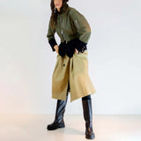 Mende Bomber Jacket Patchwork Trench Coat