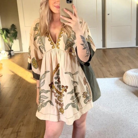 Merin Embroidery Mini Tunic Dress