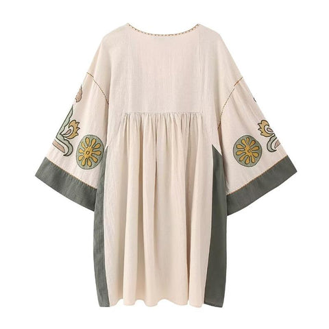 feuille embroidered tunic dress Feather Bone by Anthropologie Feuille Sheer Floral Embroidered Dress Size 2