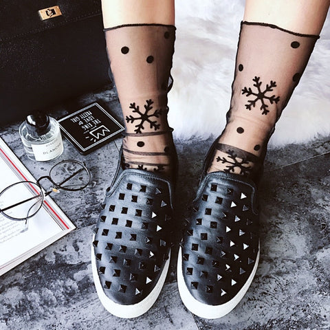 Tulle Mesh Socks with Dots for Woman