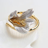 Metal Flower Wrap Bangle Bracelet