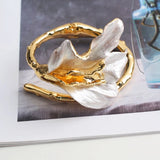 Metal Flower Wrap Bangle Bracelet