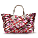 Metallic Woven Tote Bag - 16 Colors