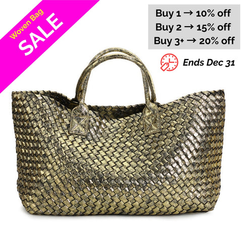Metallic Woven Tote Bag - 16 Colors