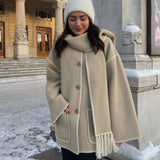 Mihaela Scarf Wrap Woolen Jacket watereverysunday