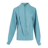 Milla Blue Satin Tux Shirt Blouse watereverysunday