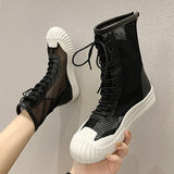 Mina Mesh Lace Up Sneaker Boots - 3 Colors watereverysunday