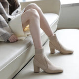 Minimalist Cable Knit Sock Ankle Boots watereverysunday