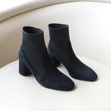 Minimalist Cable Knit Sock Ankle Boots watereverysunday